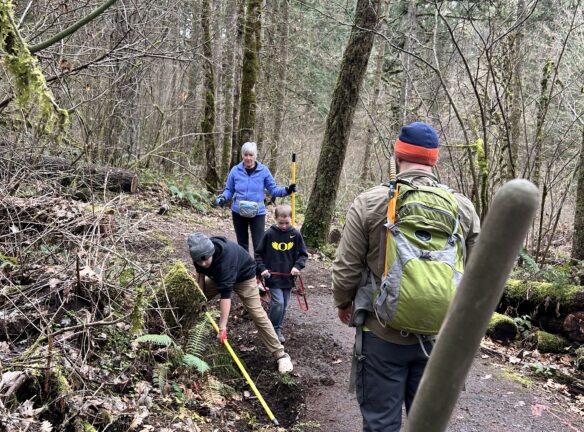 Oliver hard at work clearing a ditch.
