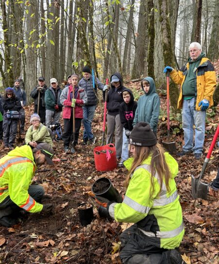 City staff - Joe and Kelsey's demonstration on the steps for planting.