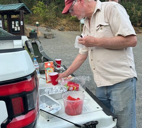 Dan enjoying well earned tailgate snack.