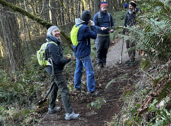 Barb, Bill, and BJ as Matt begins to discuss and demonstrate how to make pruning cuts on woody vegetation.