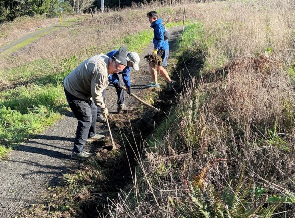 Dave, Janet, and Sony clearing the ditch.