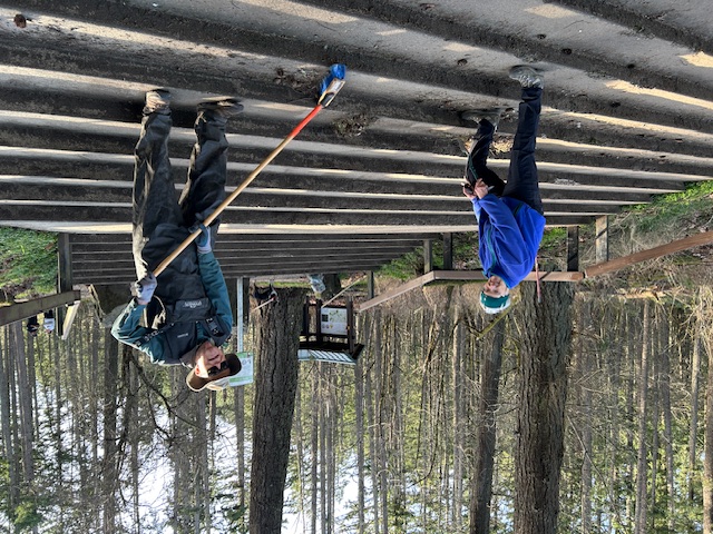 Janet and Dave Predeek hard at work cleaning the trailhead steps.