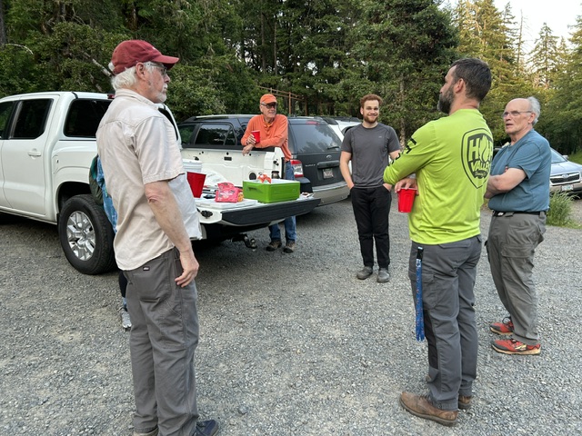 Post outing tailgating in the Fox Hollow Trailhead parking lot.
