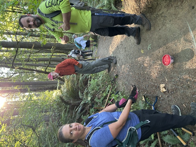 Mandy, Larry, Dan, Eva, and Matt getting ready to get back to work after snacking on energy balls.